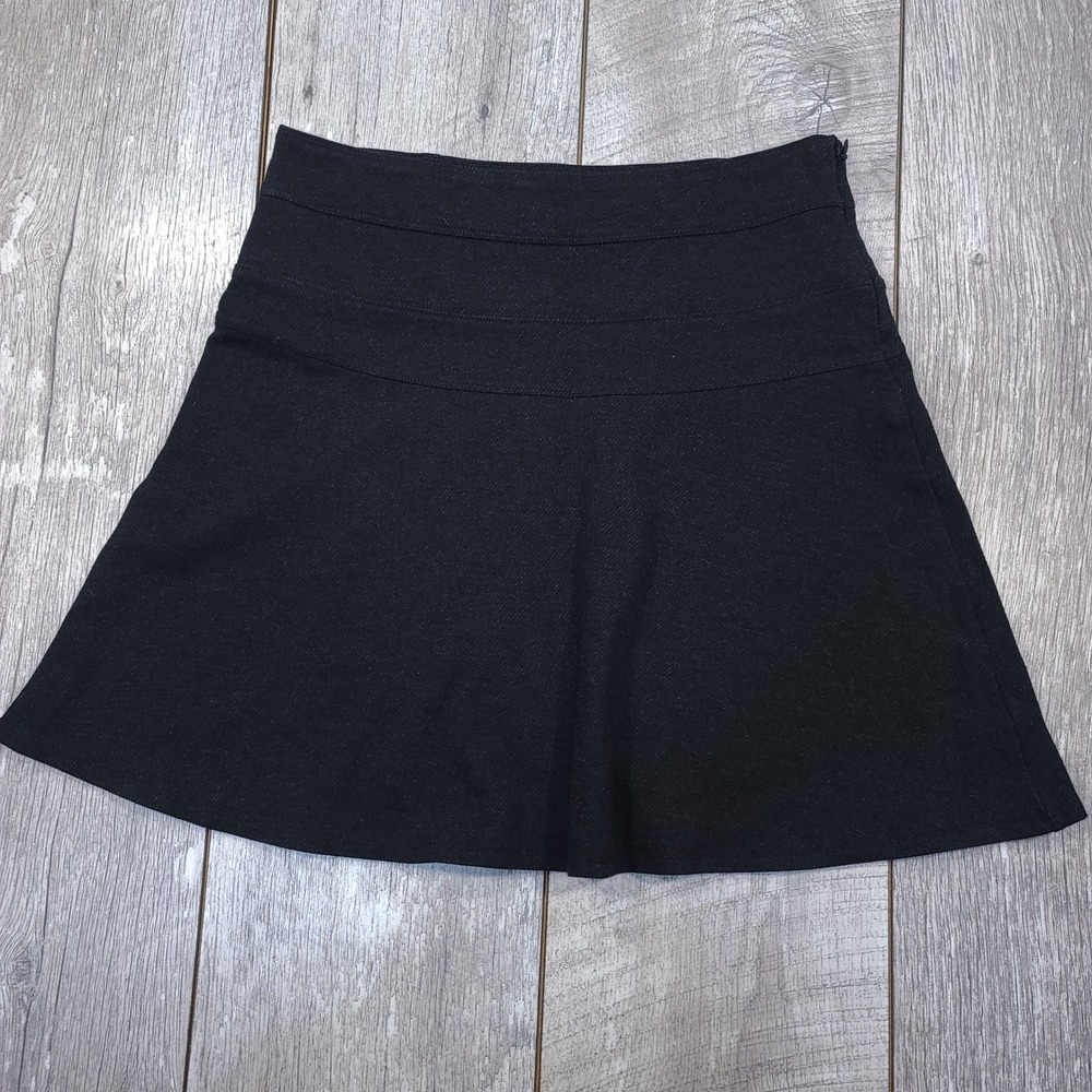 Athleta Mini Skirt Women 4 Black A-Line Side Zip Active Travel Knit Pocket